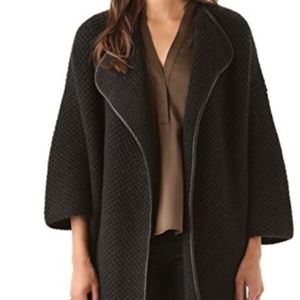 Vince Leather Trim Car Cardigan